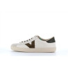 Basket blanche et kaki en cuir